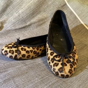 French Sole Leopard print calf hair ballet flats - size 10